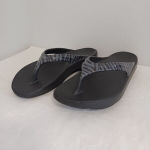 Oofos Thongs Sandals Flip Flop Black Size 40 Women's